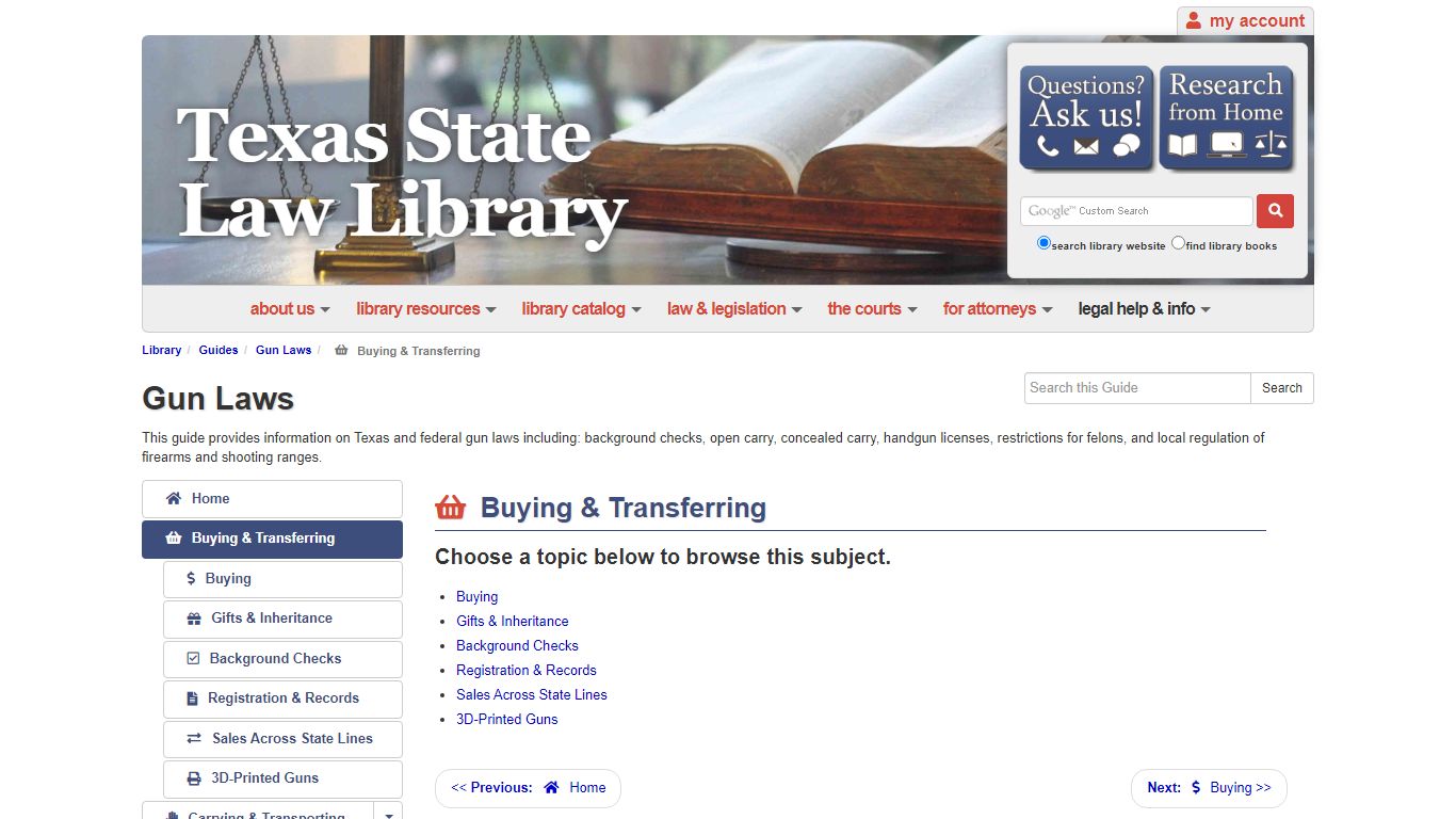 Buying & Transferring - Gun Laws - Guides at Texas State Law Library